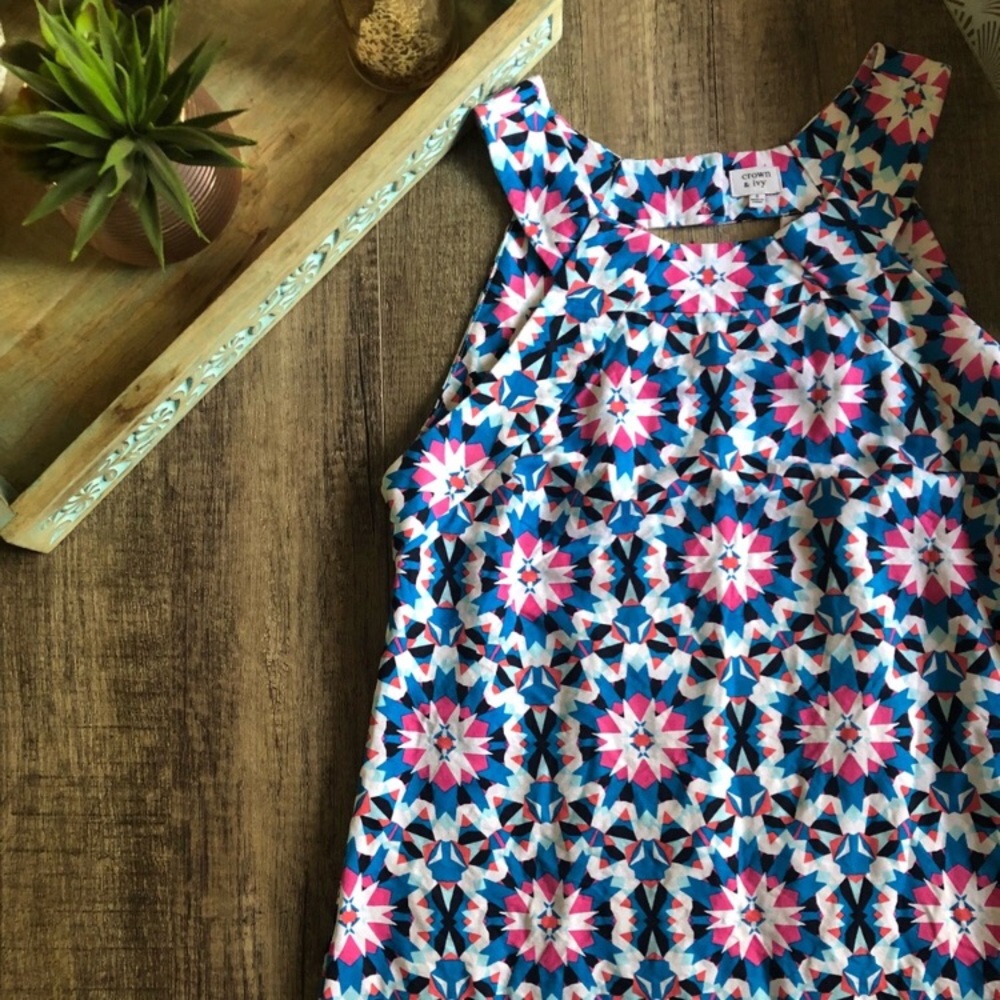 Crown and Ivy Geometric Pink and Blue Dress size 4